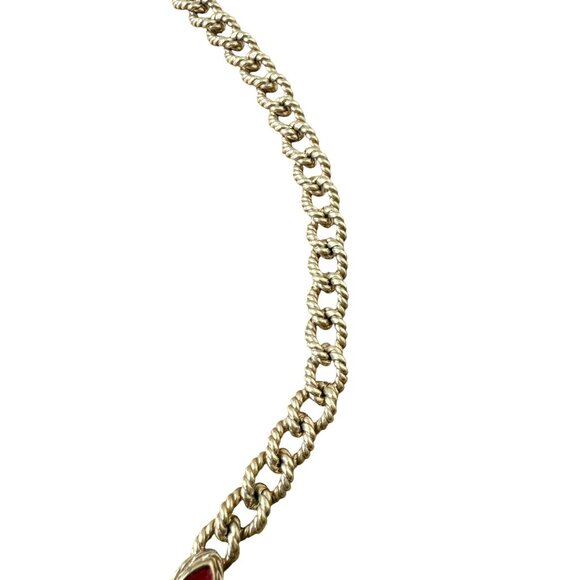 Vintage Monet Gold Tone Chain NecklaceTeardrop faux pearl and stones - Picture 4 of 8